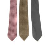 CHRISTIAN DIOR - six ties. To include a gold and blue jacquard silk tie, a burgundy tie with