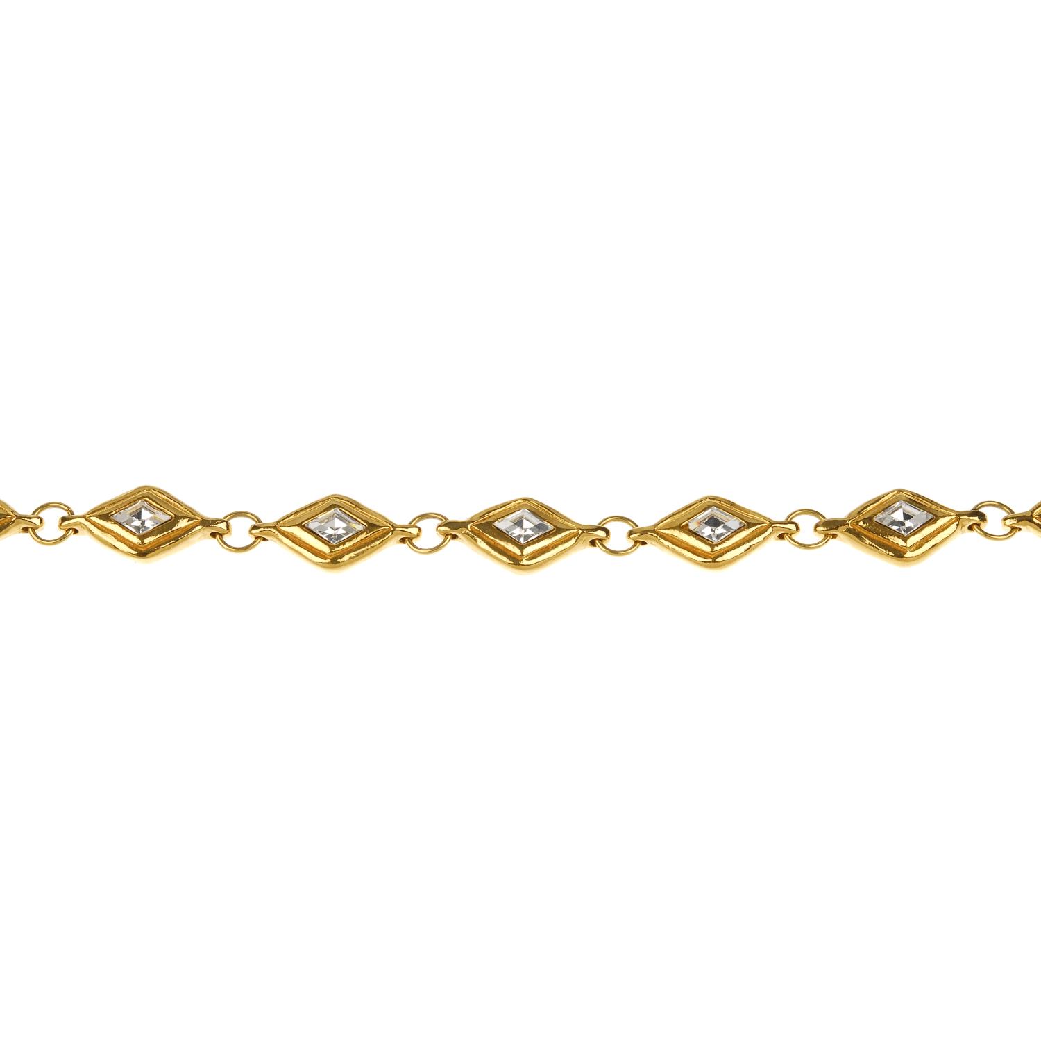 CHANEL - a 1970s crystal necklace. Featuring gold-tone, diamond-shaped crystal links to the spring