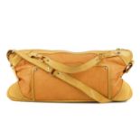 CÉLINE - a leather handbag. Crafted from beige leather with suede trim, featuring one exterior zip