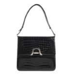 ALFRED ROTH - a vintage crocodile handbag. Crafted from black crocodile skin with a high-gloss