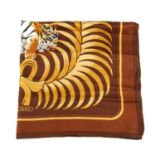 HERMÈS - a small 'Tigre Royal' scarf. Designed by Christiane Vauzelles, first issued in 1977,