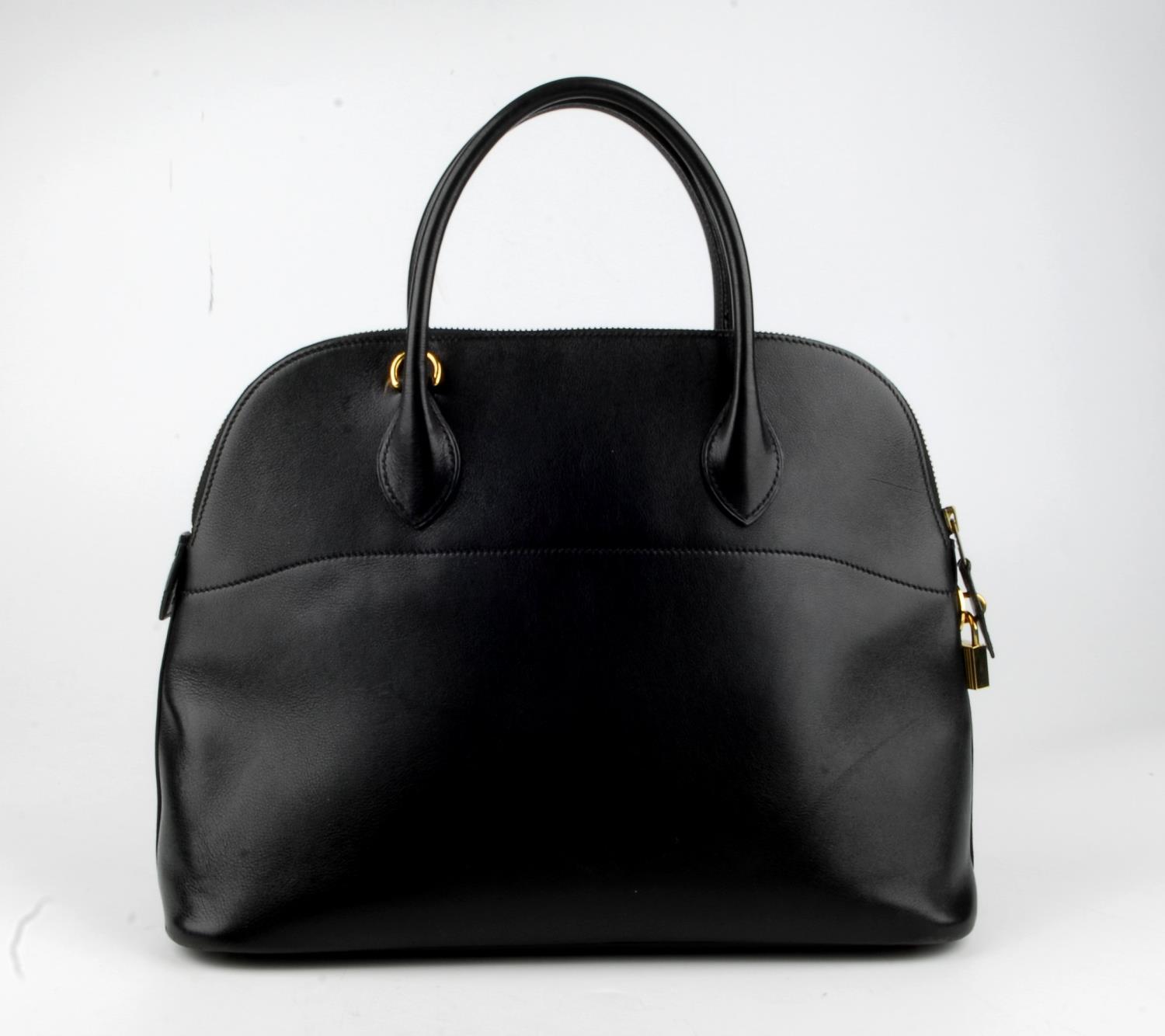 HERMÈS - a 1992 black Bolide handbag. Designed with a smooth black leather exterior and gold-tone - Image 2 of 4