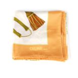 CÉLINE - a silk scarf. Designed with an equestrian theme, featuring tassels, horsebits, clips and