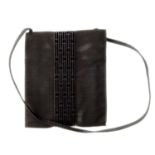 HERMÈS - a Herline Pochette handbag. The flat, rectangular grey textured fabric bag, with