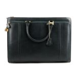 BALLY - a vintage leather briefcase. Designed with a grained green leather exterior, featuring a