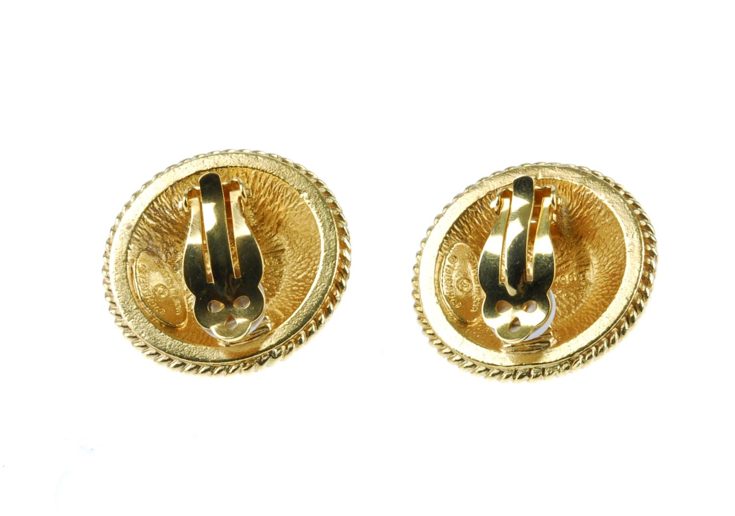 CHANEL - a pair of clip-on earrings. Of circular outline, set with a central imitation pearl, to the - Image 2 of 2