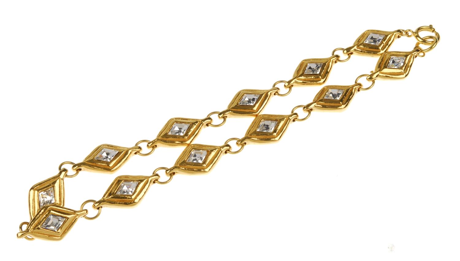 CHANEL - a 1970s crystal necklace. Featuring gold-tone, diamond-shaped crystal links to the spring - Image 2 of 3