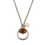 GUCCI - a silver and bamboo Horsebit pendant and chain. Featuring a bamboo accent and horsebit motif