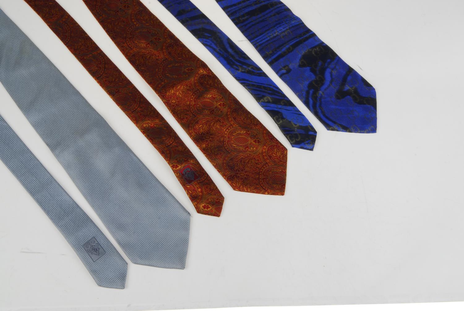 GUCCI - eight ties. To include a orange paisley tie, a blue tie with gold GG pattern, a pale blue - Image 2 of 8