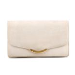 HERMÈS - a vintage beige clutch. Crafted from buttery soft calfskin leather with a gold-tone