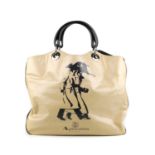 AQUASCUTUM - a PVC handbag. Designed with a beige PVC exterior with black leather trim, featuring