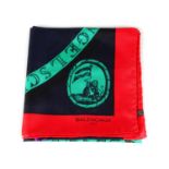 BALENCIAGA - a silk scarf. Designed with a nautical motif in navy blue, red, green and purple.