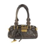 CHLOÉ - a mini Paddington handbag. Featuring a grained khaki calfskin leather exterior, dual