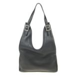 HERMÈS - a black Clemence Massai PM handbag. Crafted from supple grained clemence leather, featuring