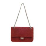 CHANEL - a suede Reissue Quilted Classic Flap handbag. Designed with a burgundy suede exterior,