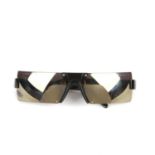 CHANEL - a pair of sunglasses. Designed with rectangular mirrored lenses and a black acetate