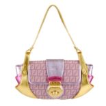 FENDI - a Borsa Tuc baguette handbag. Crafted from lilac monogrammed canvas with metallic gold and