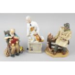 A group of three Royal Doulton figurines, comprising 'Thanks Doc' HN 2731, 'Lunchtime' HN 2485, 'The