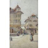 Arthur Netherwood (1864-1930), watercolour, Continental town scene, signed, 25 x 15 (63.5cm x 38cm).