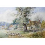 William Henry Harford (1840-1917), Shepherd and flock, watercolour, signed lower left, 10.52 x 15 (