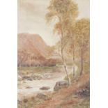 A group of assorted paintings and prints, to include two framed and glazed watercolours of a lake