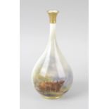 A Royal Worcester porcelain vase by Harry Stinton, the body of bulbous form with tall flared neck,