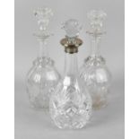 A large collection of assorted glassware. To include decanters (one with silver collar), a good