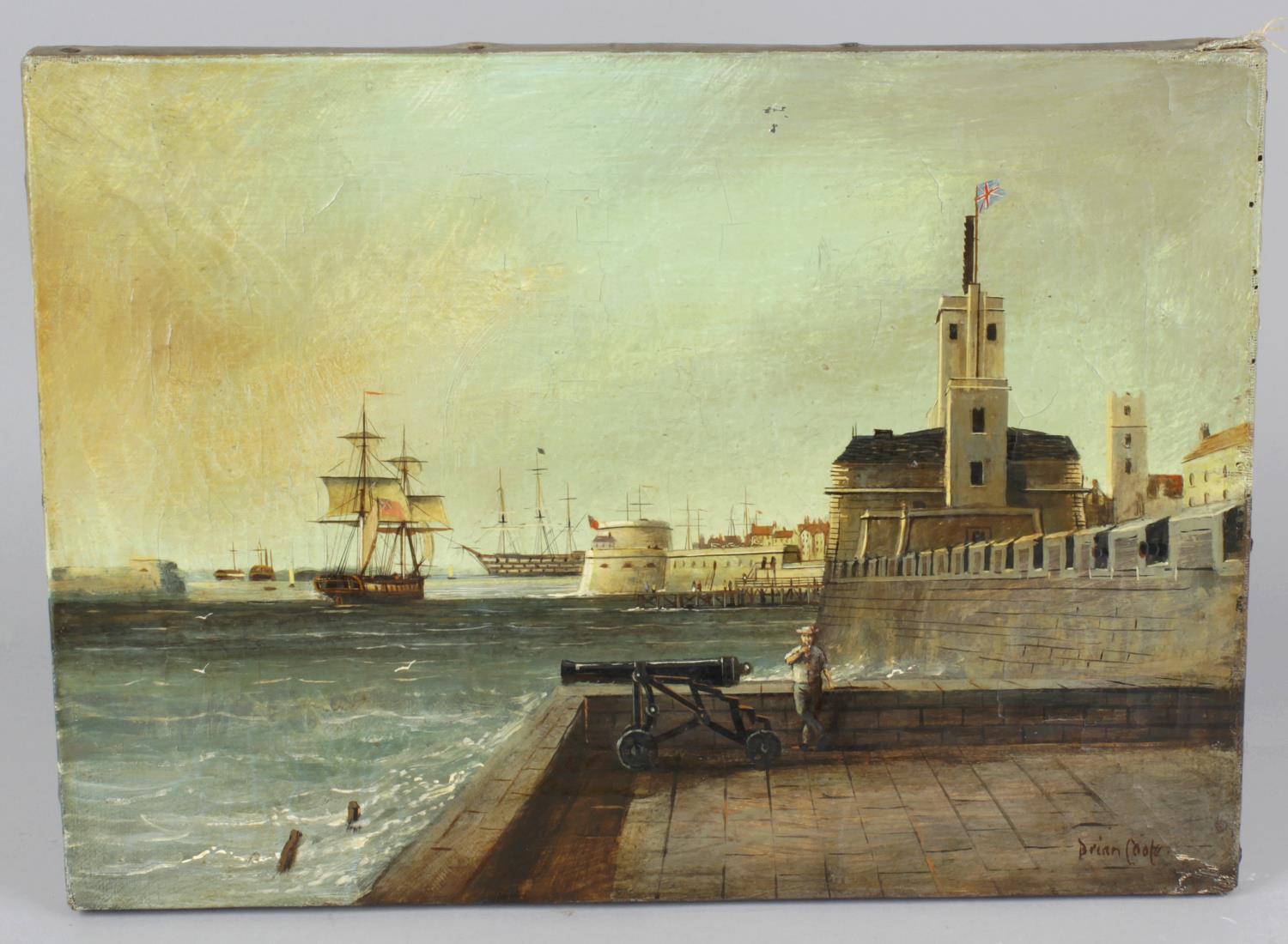 Brian Cooke (late 19th century), an oil painting on canvas, the entrance to Portsmouth harbour,