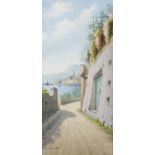 B Righetti, three watercolours, Italian coastal scenes, each signed, largest 6.75 x 14 (17cm x 35.