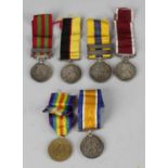 A group of six medals comprising India Medal with Relief of Chitral 1895 bar, Queens Sudan Medal,
