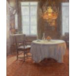 ARR Germaine Druon (1878-1959), oil on canvas, candle lit interior scene, 22.5 x 19, in gilt frame