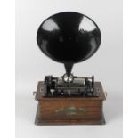 An Edison Bell Standard phonograph. The cast black-painted fittings with stamp S7200 to bedplate,