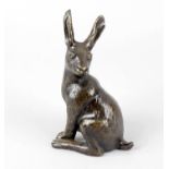 Sarah Adams for Fine Bronze Sculptures, a bronzed sculpture of a seated hare, with marks to base,