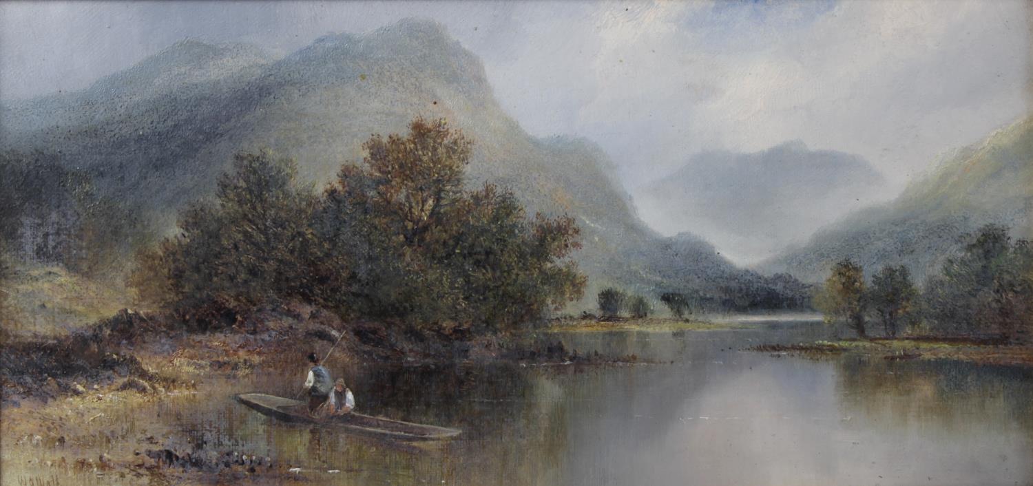 William Archibald Wall, (1828-1878), a pair of oils on canvas, riverside scenes with mountains to