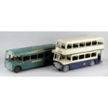 A Triang toys pressed steel Greenline model coach in original box, and a similar double decker bus