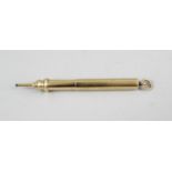 A Sampson Mordan 9ct gold retractable pencil, the cylindrical body with pull mechanism and