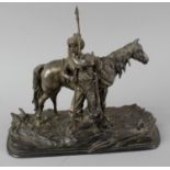 A base metal figure group of a cossack and horse. Herbert Meinhardt, circa 1900, in the manner of