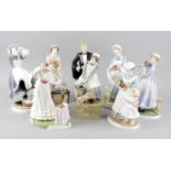 A group of eight Royal Worcester Upstairs Downstairs figurines, comprising The Chamber Maid, The