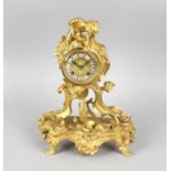 A 19th century French gilt bronze (ormolu) mantel clock. The 2.5-inch cellular dial with blue