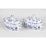 A selection of Meissen blue onion pattern table wares, to include two tureens and covers, gravy
