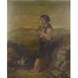 English School, (mid 19th century), A pair of oil paintings on board, a boy in an upland