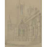 William Henry Bidlake (1861-1938), pencil sketch, 'The Western Towers, Lincoln Minster', signed