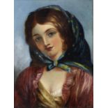 C Rossiter (1827-1897), oil on board, half length portrait study of a young girl inscribed verso '