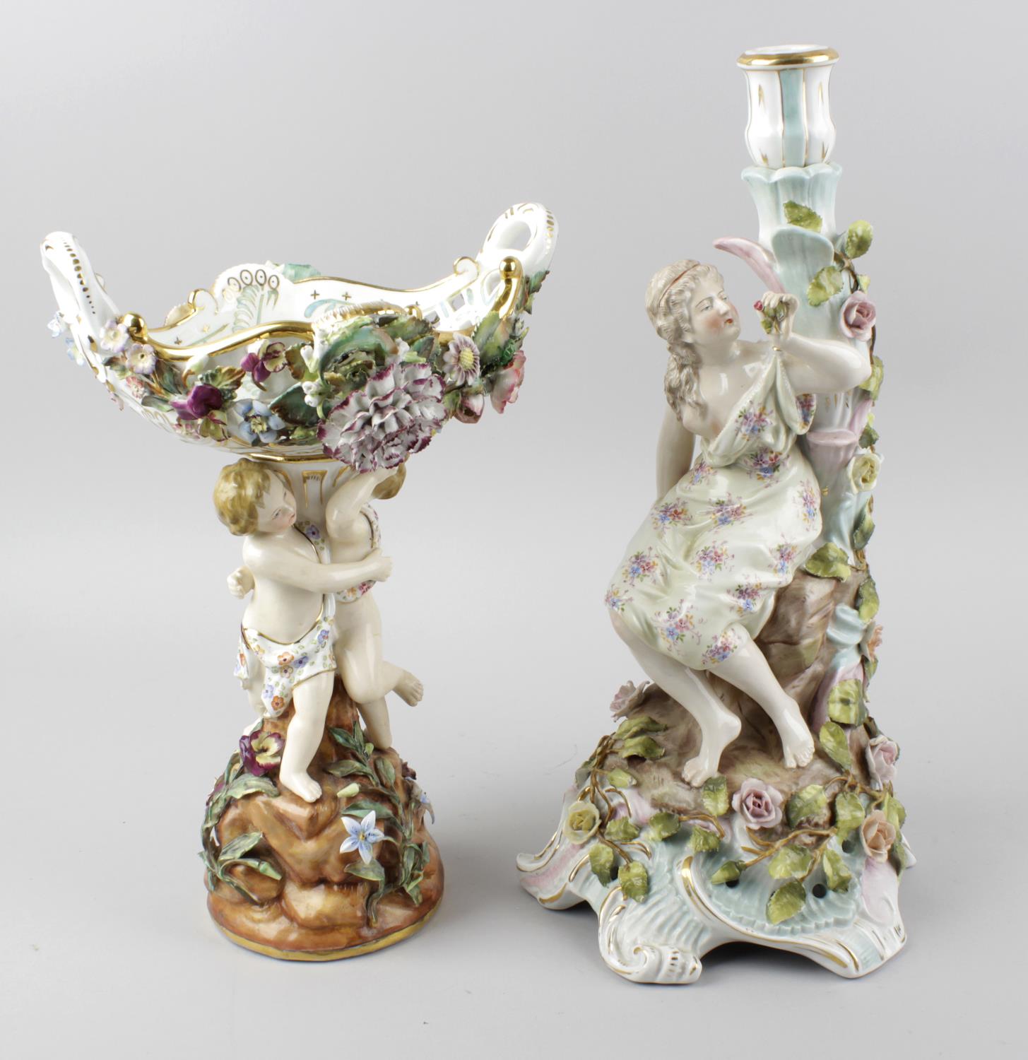 A group of Continental and related porcelain. Comprising a John Bevington (Kensington Works) figural