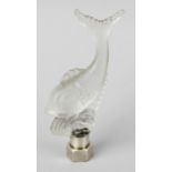 An Art Deco frosted glass ornament modelled as a fish upon a wave, the whole upon a screw thread