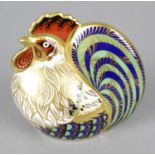 A Royal Crown Derby porcelain paperweight modelled as a farmyard cockerel, a numbered limited