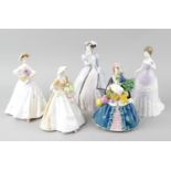A group of five Royal Doulton figurines, comprising Noel, modelled by Sybil V Williams and Jessamine