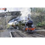 John Austin (modern), oil painting on canvas, study of a GWR 'Hall Class' locomotive at full