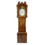 An early 19th century oak and mahogany-cased 8-day painted dial longcase clock. Thomas Robinson,