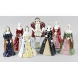 A group of seven Coalport Royal Collection figurines, comprising Henry VIII, Katherine of Aragon,
